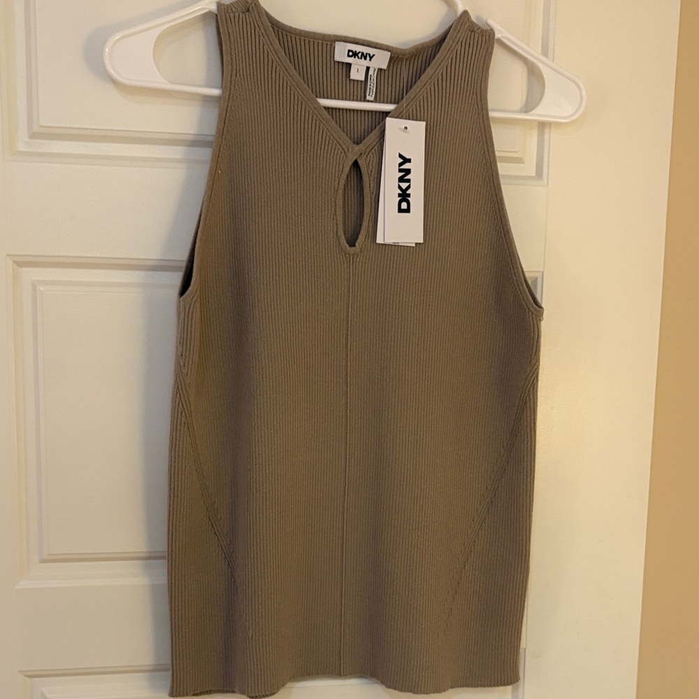DKNY Women’s Ribbed Taupe Tank Top (L)